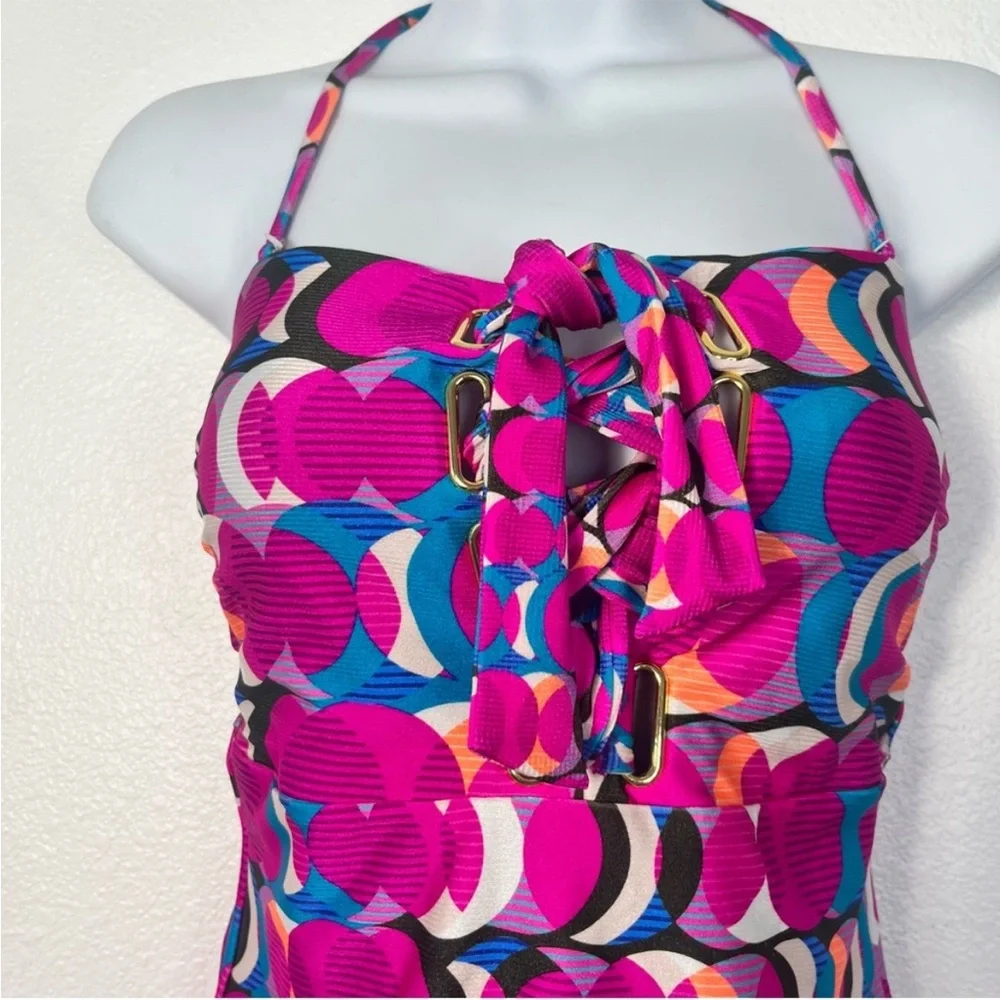 NEW Trina Turk Lace-Up Bandeau One Piece Women’s Retro Swimsuit Size 6